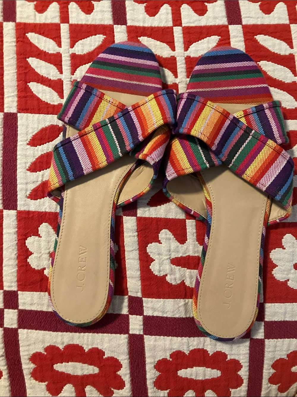 J. Crew Rainbow Striped Slide Sandals - Multicolor